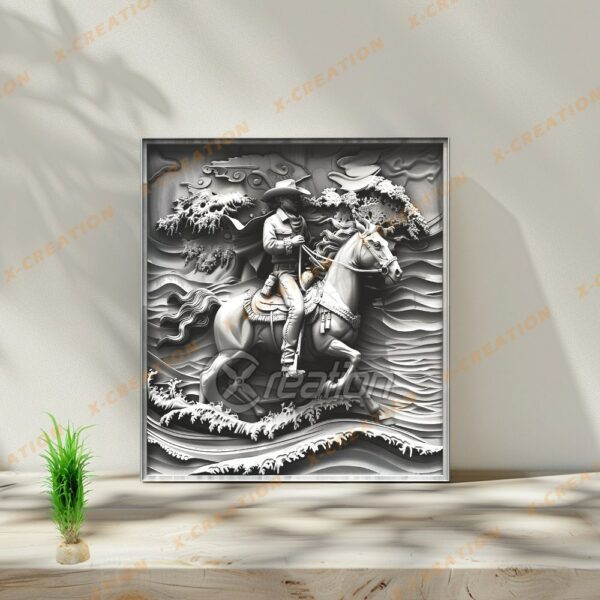 Fichier Gravure Laser 3D Cowboy | PNG Haute