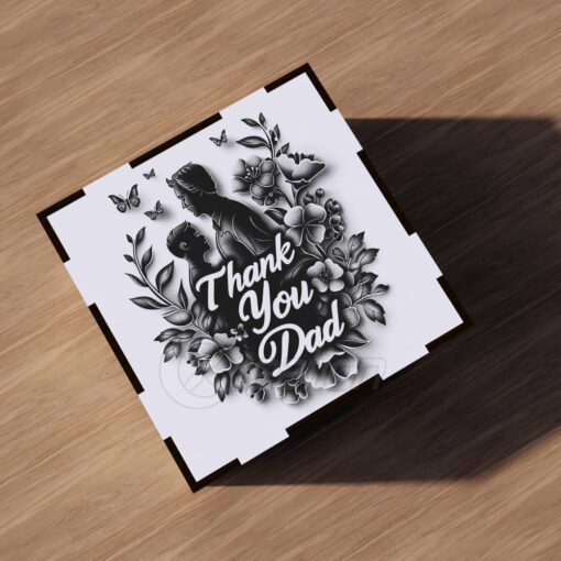 Boîte Cadeau Fête des Pères Découpe Laser Illusion