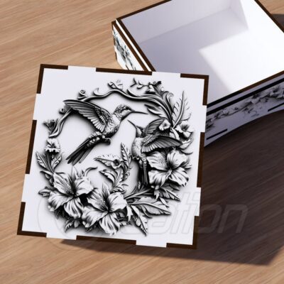 Caja regalo colibrí 3D láser - SVG, DXF,