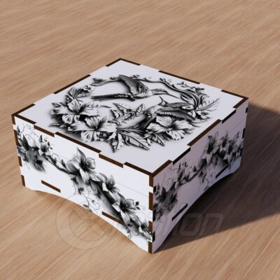 Caja regalo colibrí 3D láser - SVG, DXF,