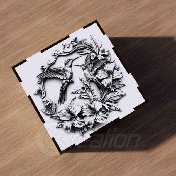 Boîte Cadeau Découpe Laser Colibris 3D Cadeau pour