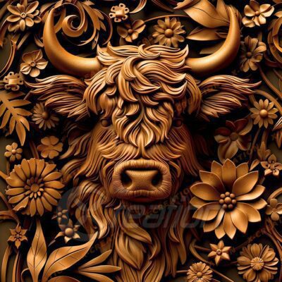 PNG 3D Vaca para Grabado Láser | Diseño