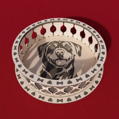 Bowl Laser Cut File for Rottweiler Dog, Wooden