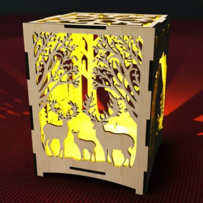 Photophore Noël Animaux, Lanterne Bois, Découpe Laser SVG DXF AI