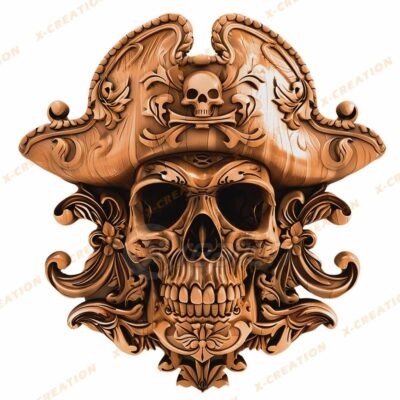 3D Pirate Skull Laser Engraving File – High-Res PNG Download