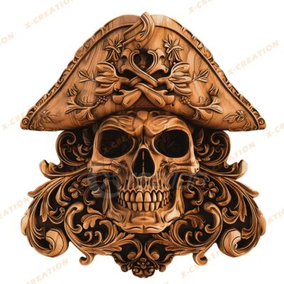 3D Pirate Skull Laser Engraving File – High-Res PNG for Engravers