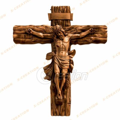 3D Jesus on the Cross – HQ PNG Laser Engraving for Glowforge