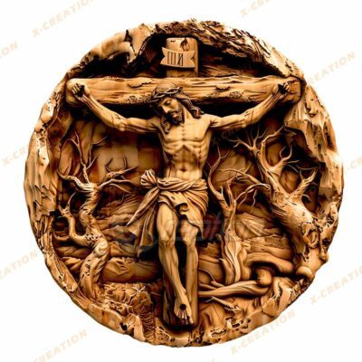 3D Jesus on the Cross – HQ PNG for Laser Engraving & Glowforge