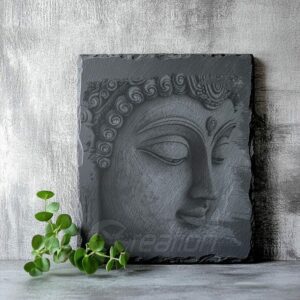 3D Buddha Face Laser Engraving on Slate File – PNG Download