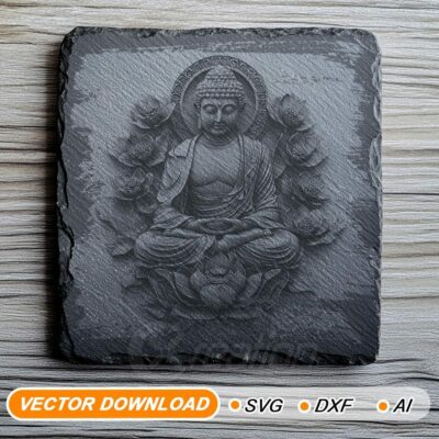 Buddha-Meditation 3D-Lasergravur Schiefer - hochwertige PNG