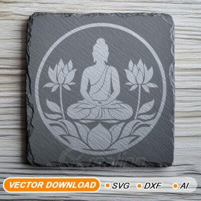 Buddha Meditation and Lotus SVG, for laser engraving,