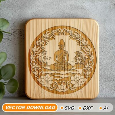 Buddha-Meditation & Lotus SVG – Lasergravur, Cricut-Dateien