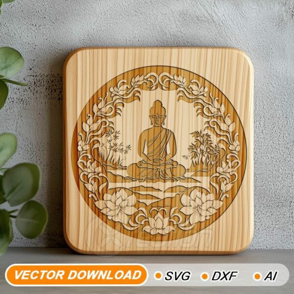 Buddha Meditation and Lotus SVG, for laser engraving,