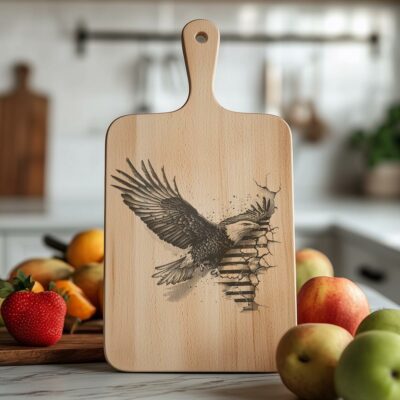 Charcuterie Board Engraving File, American Eagle Flag, 3D