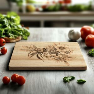 Charcuterie Board Engraving File, Bee, Hive, flower |