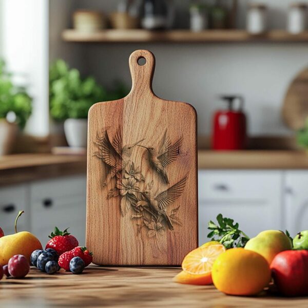 Hummingbird Family Charcuterie Board Engraving 3D - Descarga