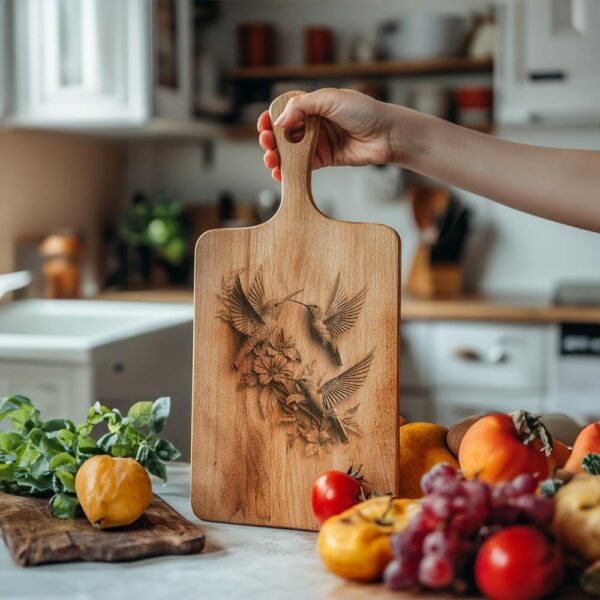 Hummingbird Family Charcuterie Board Engraving 3D - Descarga