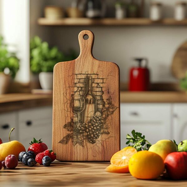 Charcuterie Board File, 3D Illusion Laser Engraving, Wine