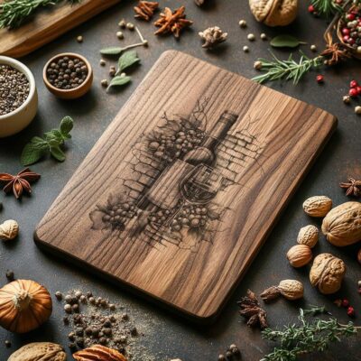 Charcuterie Board File, 3D Illusion Laser Engraving, Wine