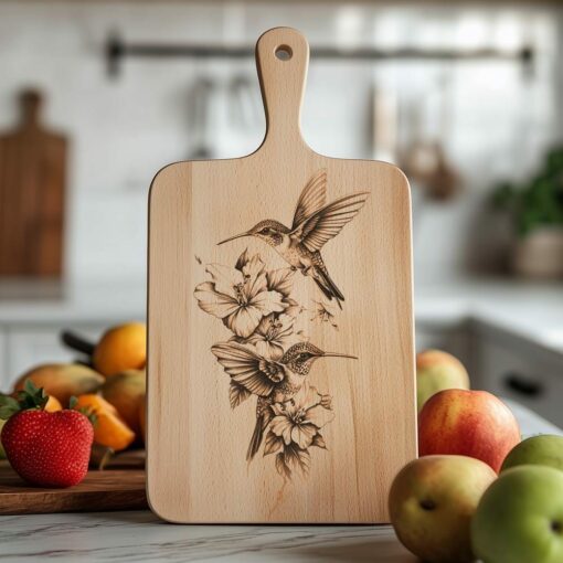 Hummingbird Charcuterie Brett Gravur - HQ PNG-Download