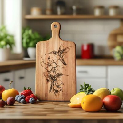 Charcuterie Board File, Laser Engraving, Couple of Hummingbird