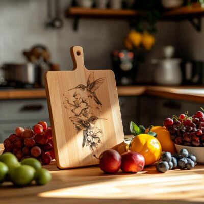 Charcuterie Board File, Laser Engraving, Couple of Hummingbird