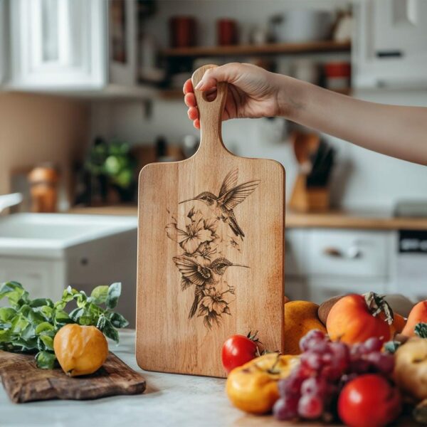 Charcuterie Board File, Laser Engraving, Couple of Hummingbird