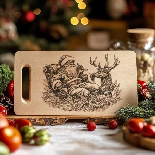 Christmas Charcuterie Board Engraving File, Santa Claus and