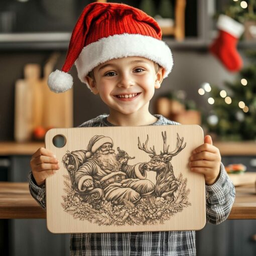 Christmas Charcuterie Board Engraving File, Santa Claus and