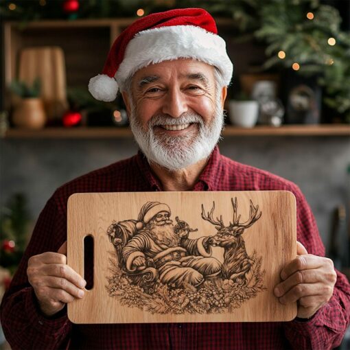 Christmas Charcuterie Board Engraving File, Santa Claus and