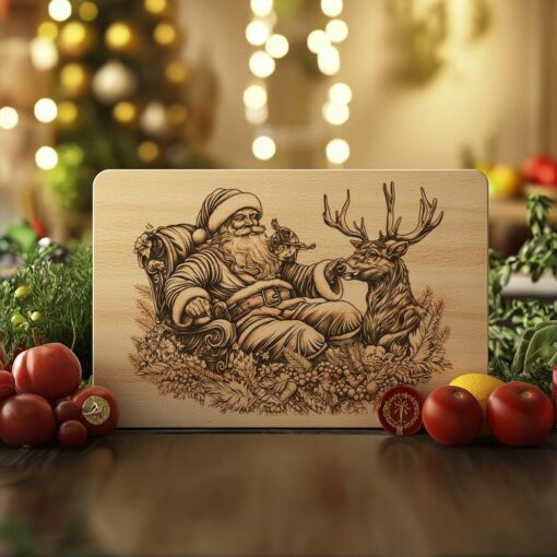 Christmas Charcuterie Board Engraving File, Santa Claus and