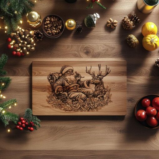 Christmas Charcuterie Board Engraving File, Santa Claus and