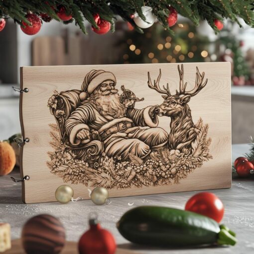 Christmas Charcuterie Board Engraving File, Santa Claus and