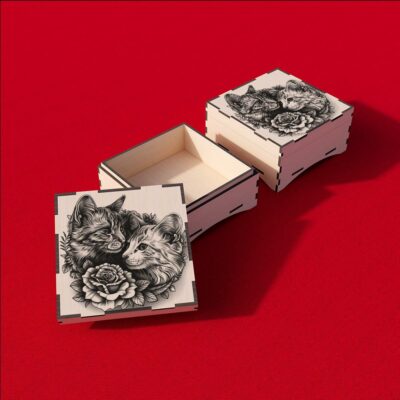 Scatola regalo con incisione 3D Couple of Cats