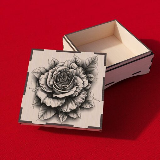 Scatola regalo 3D rose file tagliato al laser