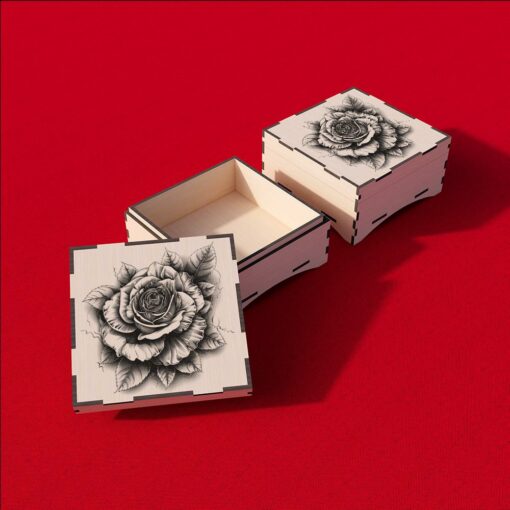 Scatola regalo 3D rose file tagliato al laser