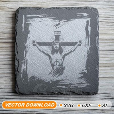 Gesù sulla croce SVG – File SVG per incisione laser e Cricut, AI, DXF