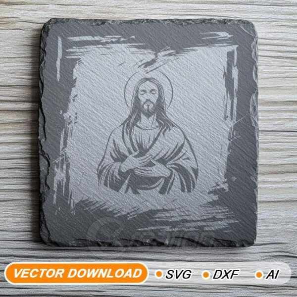 Jesus SVG file for Laser Engraving on Slate,