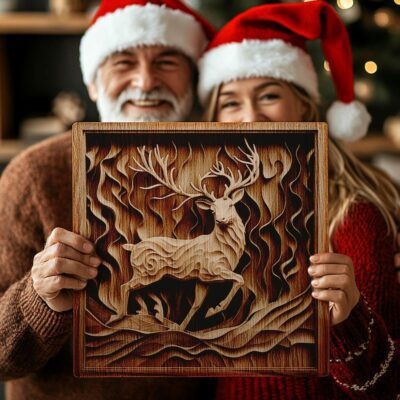 3D Laser Engraving: Christmas Reindeer | PNG for Glowforge & More