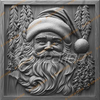 3D-Lasergravurdatei: Kopf des Weihnachtsmanns | PNG für Glowforge