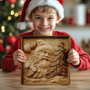 3D Laser Engraving File: Santa & Pine Tree