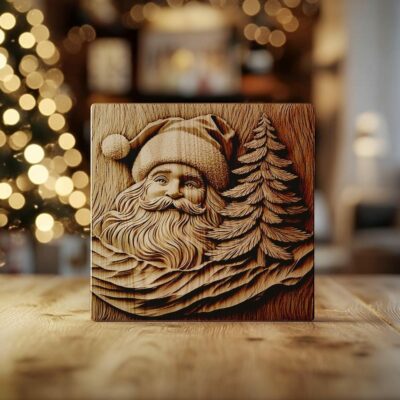 3D-Lasergravur: Weihnachtsmann & Tannenbaum | PNG für Glowforge