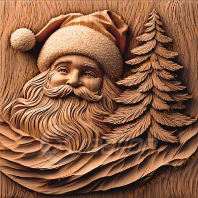 3D Laser Engraving: Santa & Pine Tree |