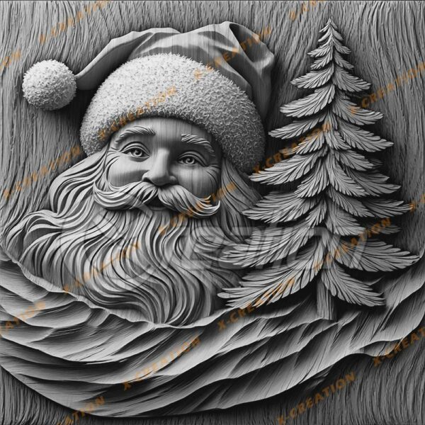 3D Laser Engraving: Santa & Pine Tree |