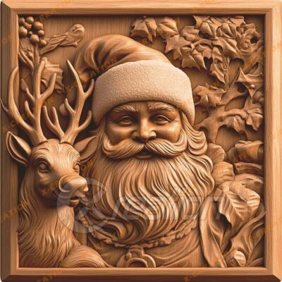 Grabado láser 3D: Papá Noel y renos | PNG para Glowforge y más