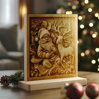 3D-Lasergravur: Santa & Rentier | PNG für Glowforge