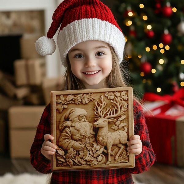 3D Laser Engraving: Santa & Reindeer | PNG