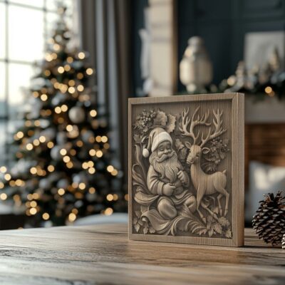 3D-Lasergravur: Santa & Rentier | PNG für Glowforge