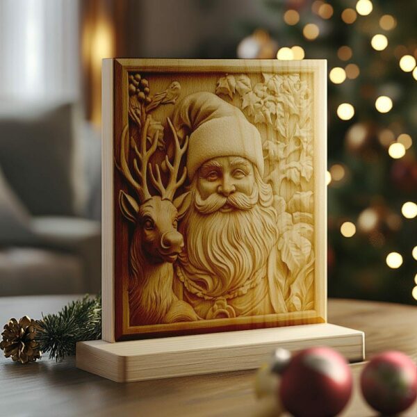 3D Laser Engraving: Santa & Reindeer | PNG