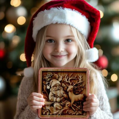 3D-Lasergravur: Santa & Rentier | PNG für Glowforge